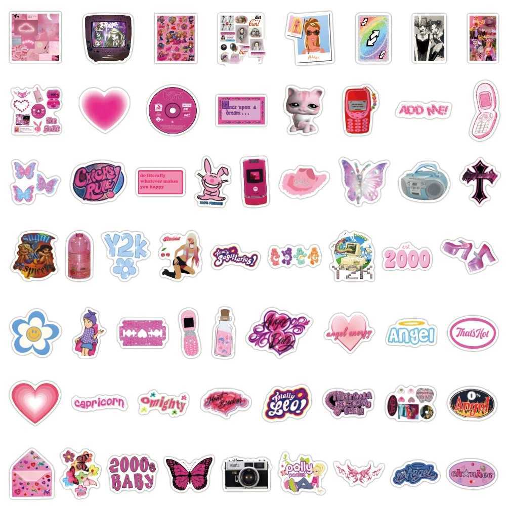 103060120pcs Retro Pink Y2K Stickers For Suitcase Skateboard Laptop Luggage Phone Car Styling DIY Decal Pegatinas C250918
