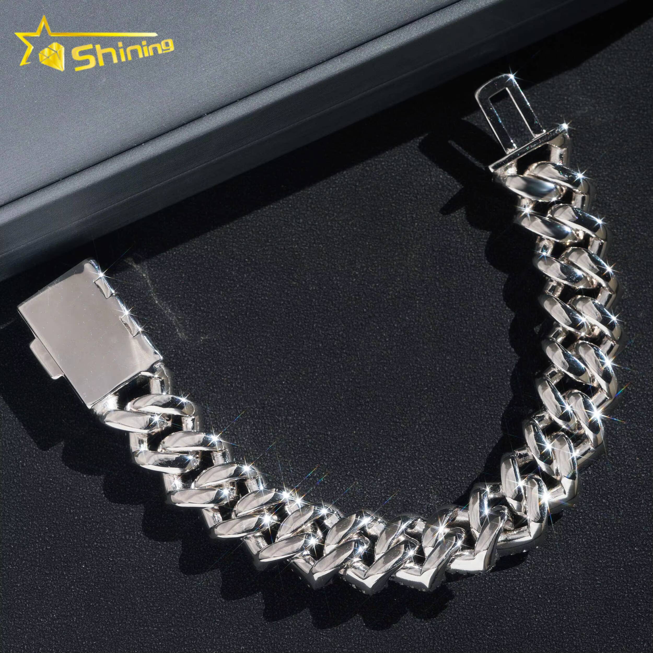 Mens Bracelet Moissanite 925 Sterling Silver Wholesale Price Iced Out Vvs Moissanite Diamond Jewelry Hip Hop Cuban Link Chain