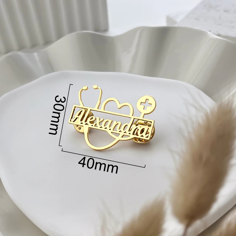 ly Customized Love Stethoscope Name Personalized Doctors Brooch Stainless Steel Jewelry Gift 250917