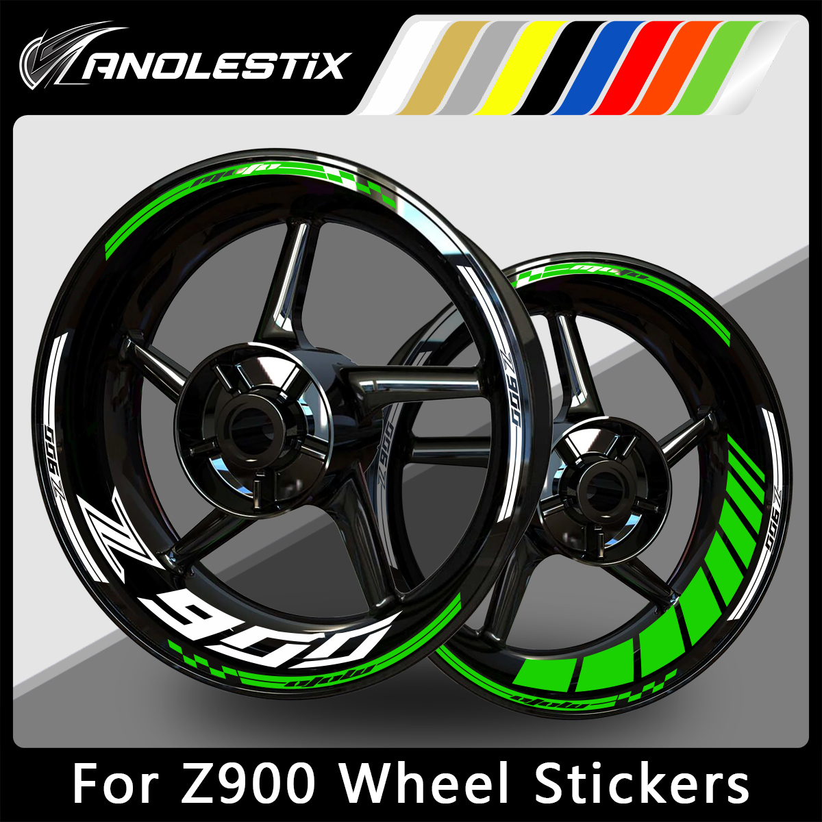 For Kawasaki Z900 AnoleStix Reflective Motorcycle Wheel Sticker Hub Decal Rim Moto Stripe Tape