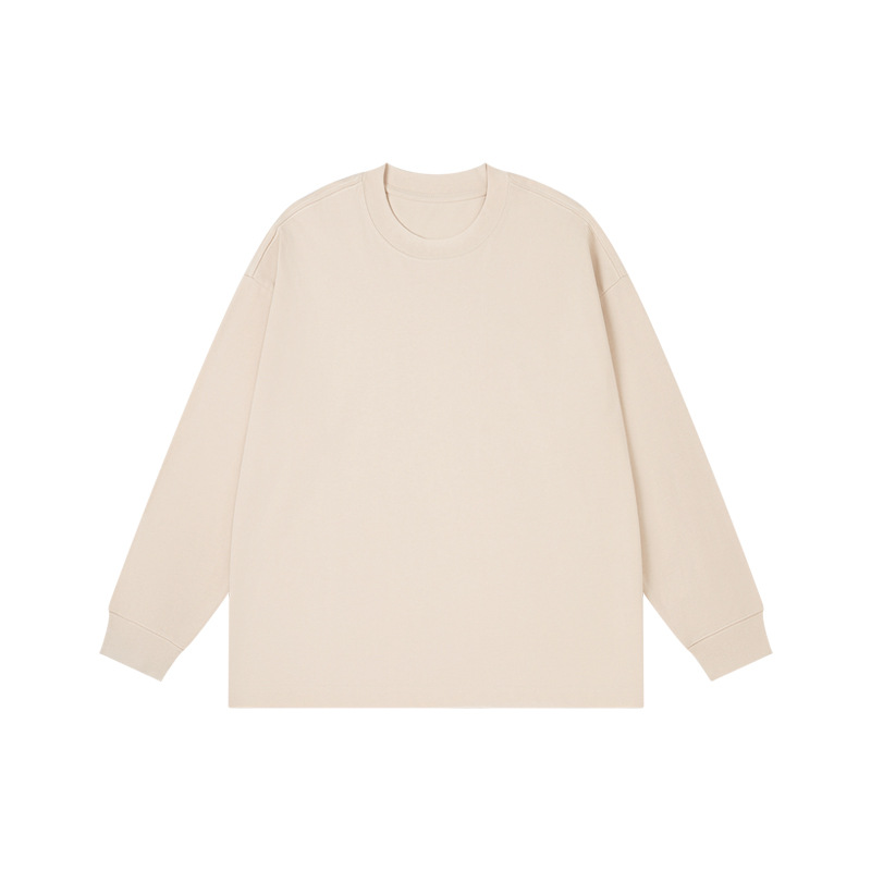 Men's 300g Heavyweight Japanese-Style Minimalist Solid Long-Sleeve T-Shirt - 2024 New AW Versatile Cotton Basic Top-15M