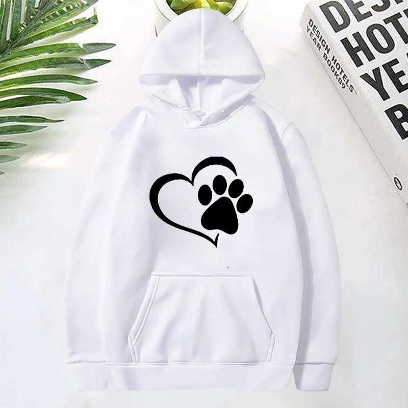 Cute Dog Paw and Heart Shape Print Hoodies Women Casual Long Sleeve Hoodies Autumn Winter Pullovers Plus SizeZ250918