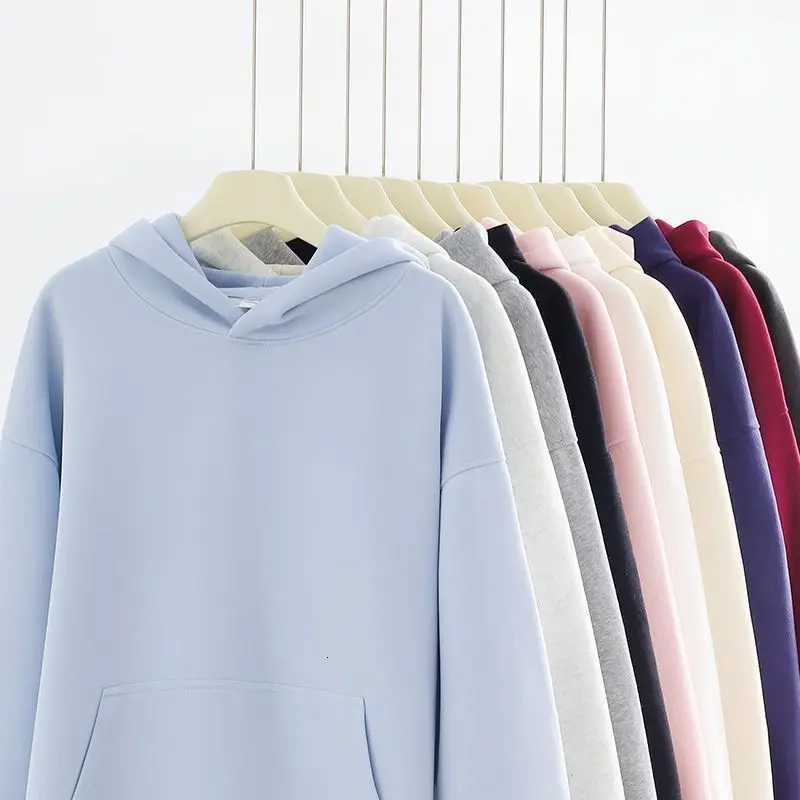 Heavy fleece thickened hooded sweater for men and women autumn and winter new solid color loose outer wear pullover couple topZ250918