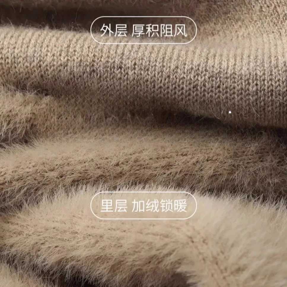 Mens Fleece TurtleneCK Knitted Sweater High Collar Pullover Male FleeceLined Lightweight Ribbed Solid Blouse SweaterZ250918