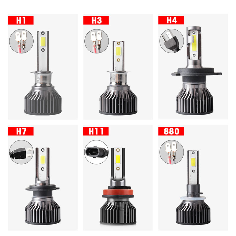 Super Bright Car LED Headlights - Compatible with Multiple Models: H1/H3/H4/9004/9005/9006/9007/H7/H11/H13