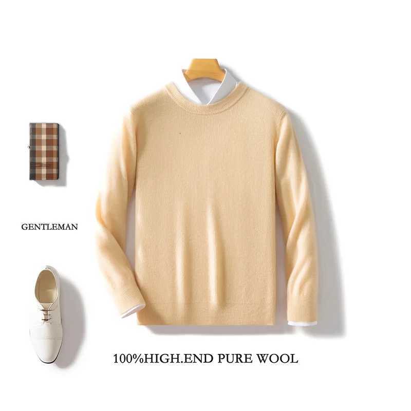 Men Soft 100 Merino Wool Casual ONeck Knit Sweater Long Sleeves Pullover Cashmere Comfortable Solid Color Warm Clothing TopZ250918