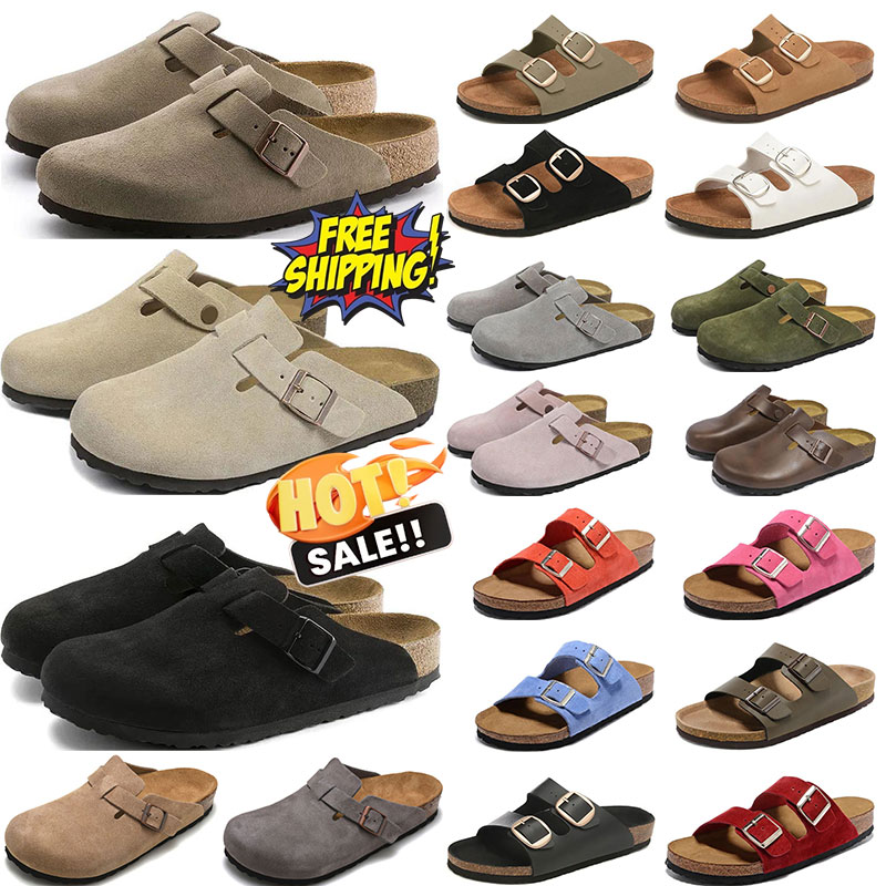 Free Shipping clog designer slippers men women clogs black brown tan light pink olive sude leather mens fashion slides outdoor shoes comfortable sandals sandales