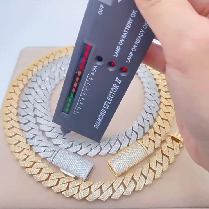 Wholesale VVS Moissanite Iced Chain for Men 13mm-22mm Wide 925 Solid Silver Gold Plated Diamond Rapper Necklace Cuban Link Chain