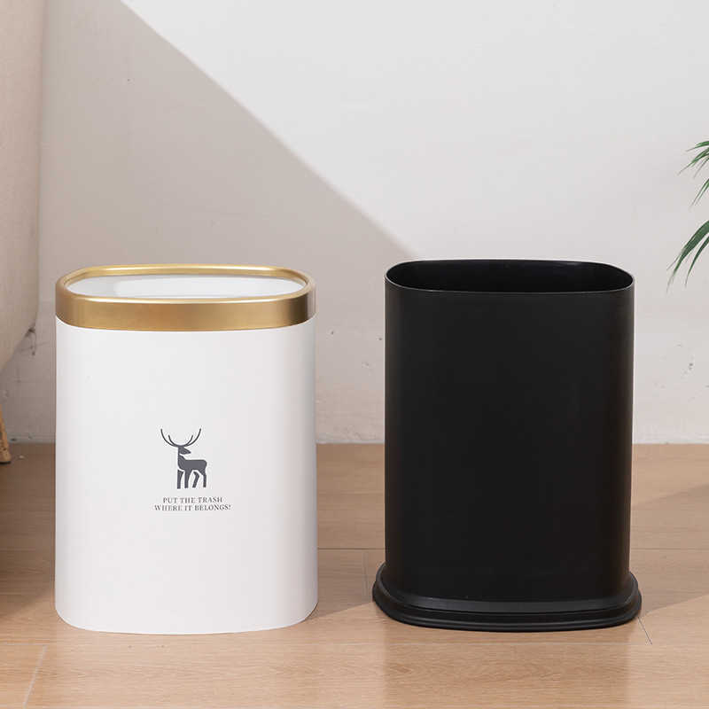 Shuangyi Trash Can Household Highend Double Bin Lidless Bathroom Trash Can Light Luxury Large Capacity Trash Can C250918