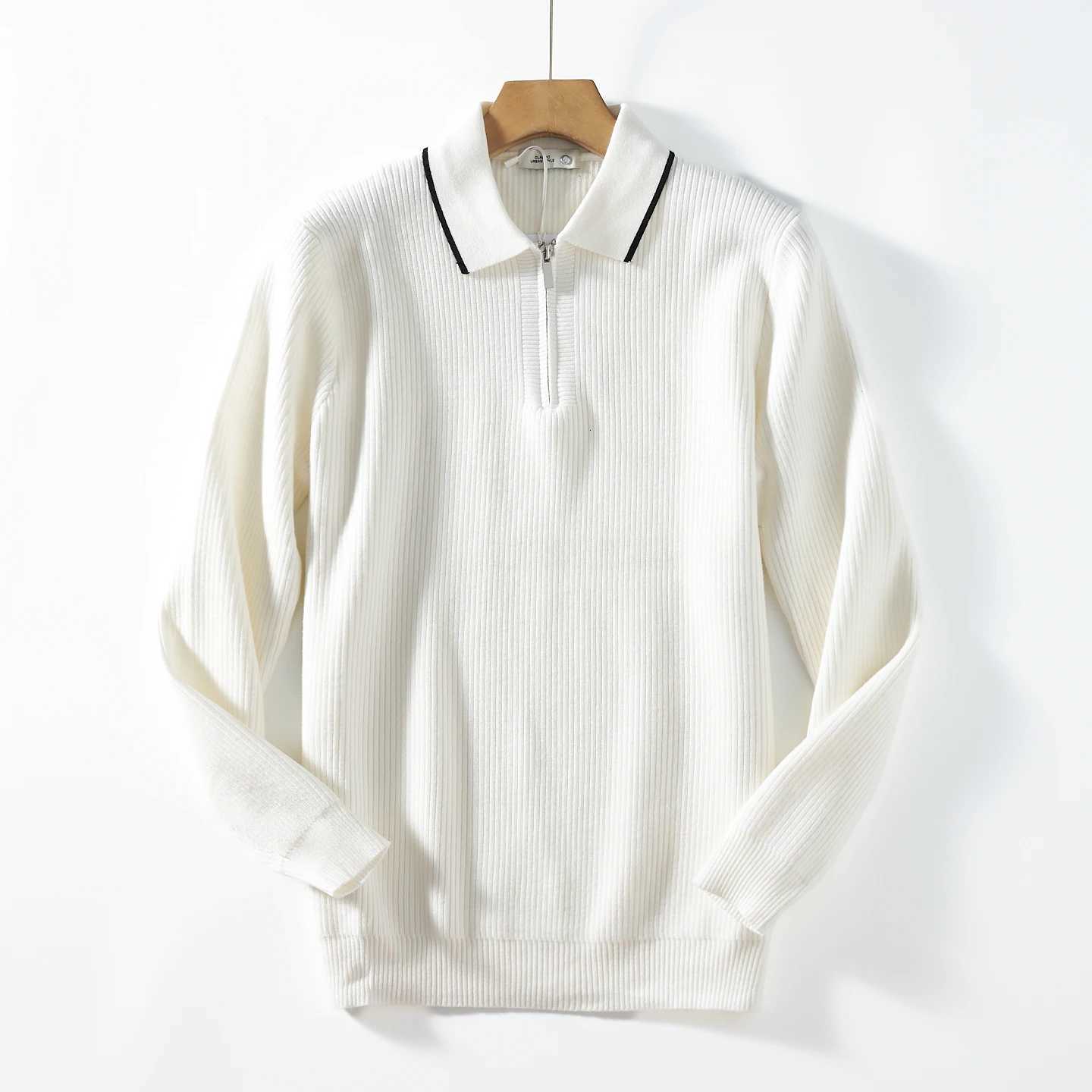 Autumn And Winter New England Style Halfopen Turndown Collar Long Sleeve Sweater Mens Pullover Loose Fashion Casual KnitwearZ250918