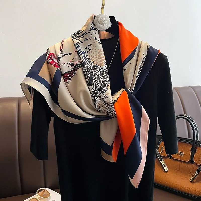 New 9090cm Silk Scarf Scarftop Hears For Wan Fashion Seasons Hair Accories Hijab Foard Bandana shl scarf Y250918