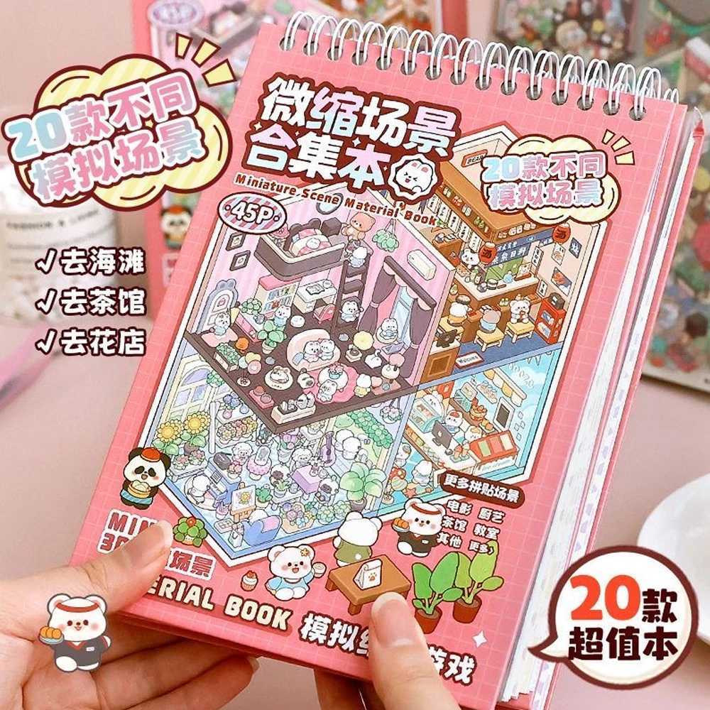20Pcs Scenes Cartoon Landscape Sticker Book Forest Village DIY 3D Sticker Cabin Scene Pocket Birthday Gift for Kid Child Student C250918