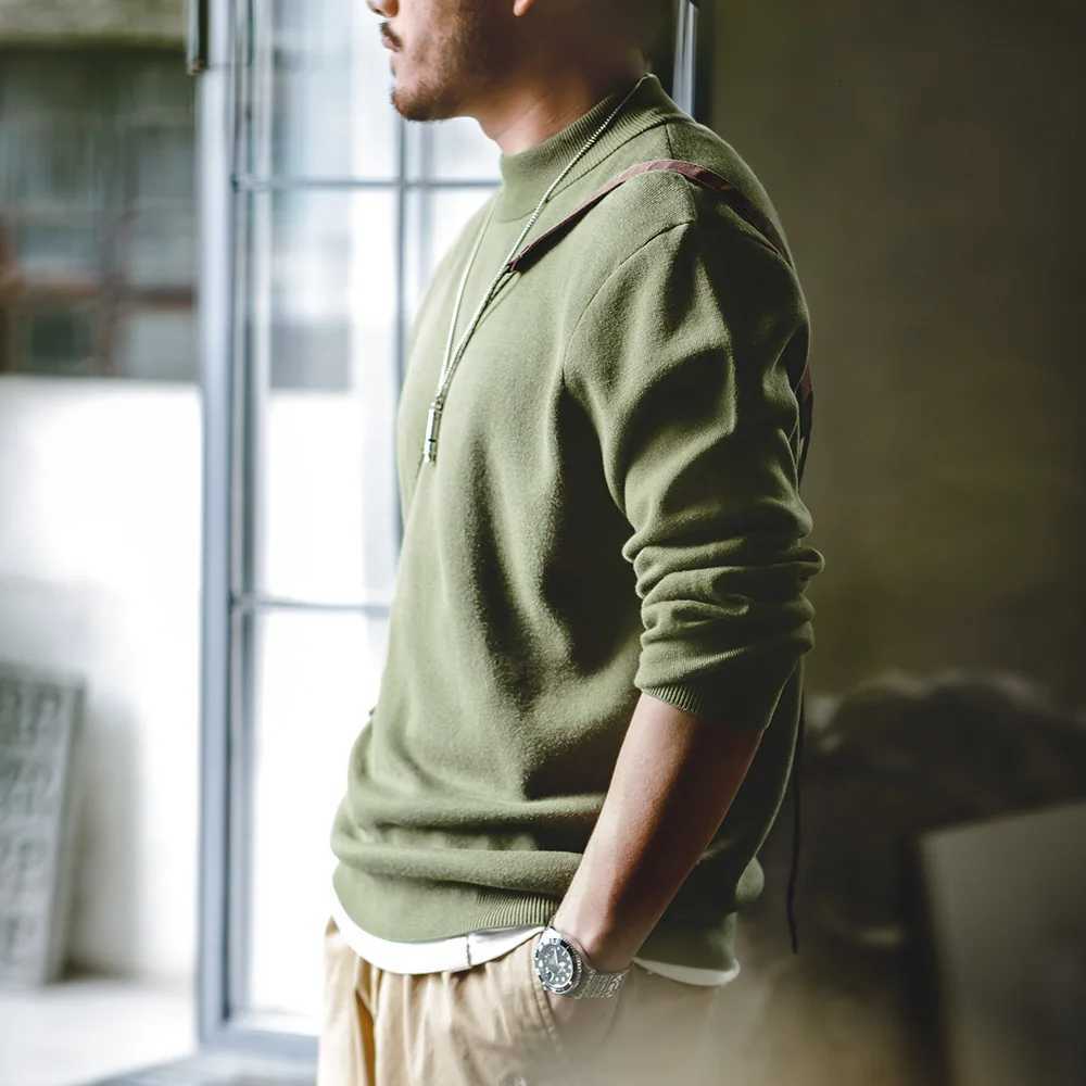 Maden Autumn Winter New Regular Fit 12 Gauge Sweater Men Half Turtleneck Pullovers Knitwear Solid Color Warm Bottom ShirtZ250918