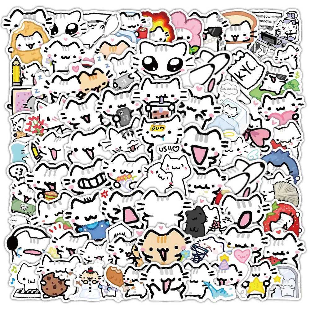 103072PCS Cute Lines kitten Graffiti Sticker Kawaii Cartoon Animal Decal For Phone Cup Laptop Fridge Waterproof Sticker Toys C250918