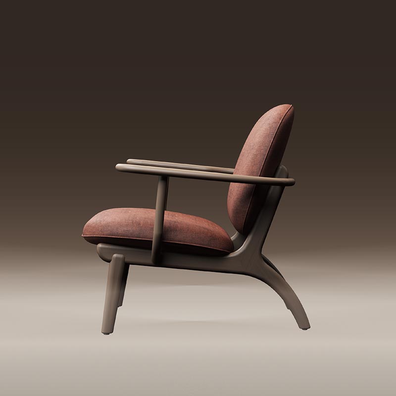 Living Room Furniture Modern Elk - inspired Brown Fabric Lounge Chair with Wooden Frame, Perfect for Living Room
