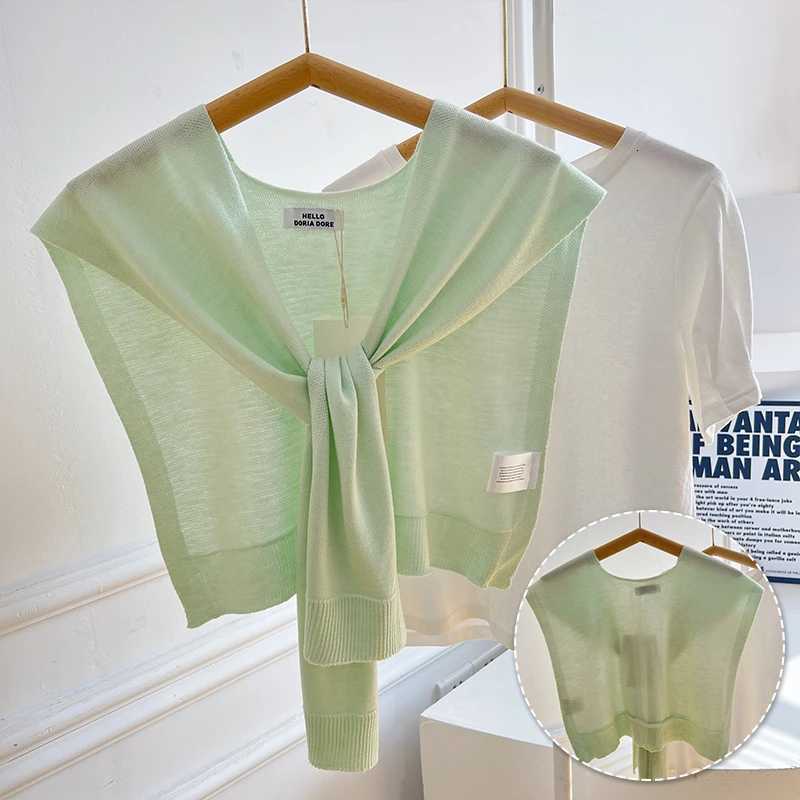 Korean Sle Pure Color Knitted Small l Wens Summer Air Conditio Ro MtiFunctional Ne Protection oder Y250918