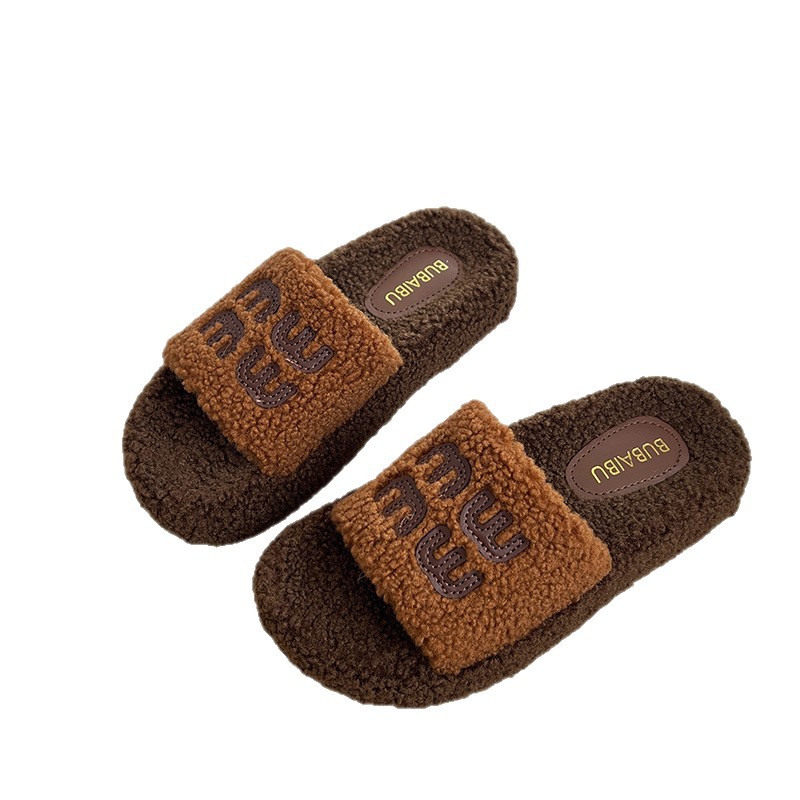 Hot new free shipping designer slippers for womens Plush Slippers black white brown New Home Indoor and Outdoor Thick Bottom Plush Slippers
