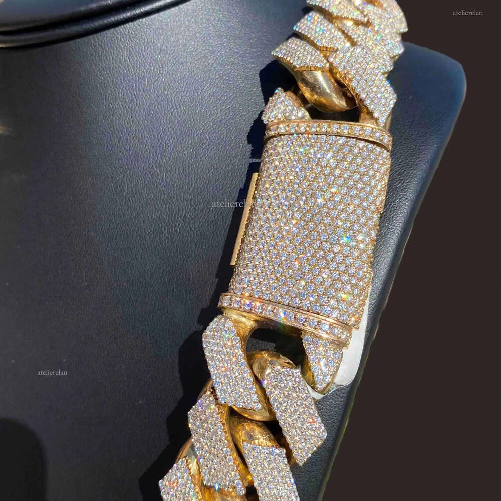 Custom 10k 14k Real Solid Gold Miami Cuban Link 20KT LG Dia Chain for Rappers Man VVS Moissanite Necklace Women