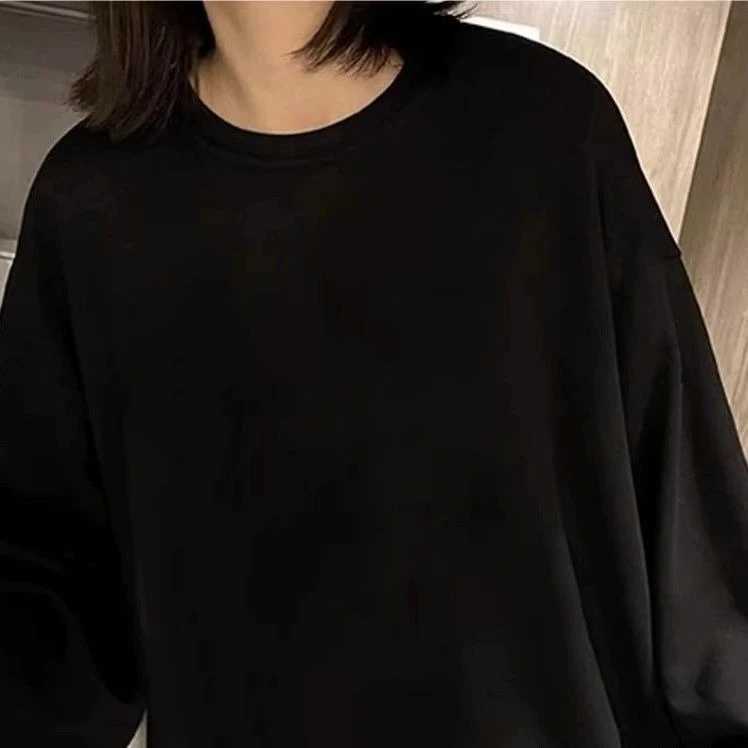 Adult Solid Color Cotton Longsleeved Crew Neck Sweater Women Spring Autumn Basic Top Unisex Casual Comfortable Highquality TopZ250918