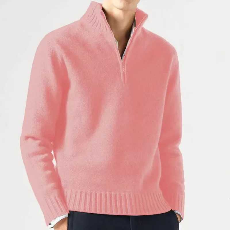 Mens Winter Casual Daily Warm Coats Turtlenecks Half Zipper Sweaters Knitwear Spring Pullovers Solid Long Sleeved Tops for MaleZ250918