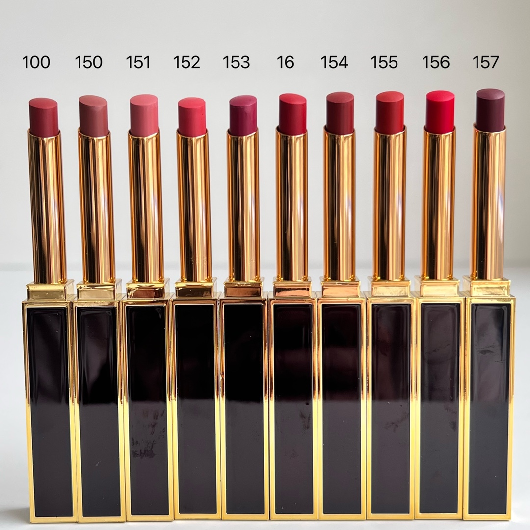 T*F Brand Slim Lip Color Shine Rich Burgundy Lipstick Long - Lasting Hydrating Glossy Finish 153 Velvet Tux 154 First Look 155 Atelier Red