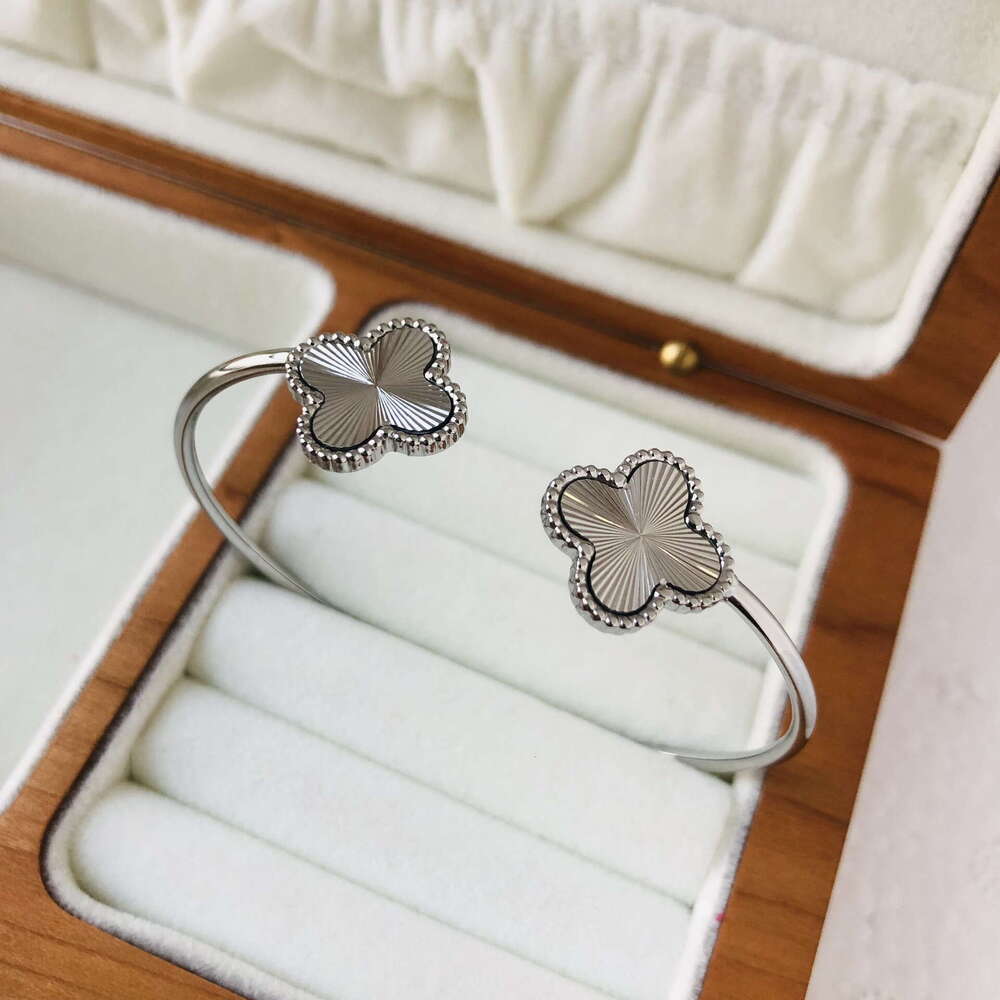 Stainless Steel gold Open Adjustable Hollow Clover Laser Flower Bracelet ddmypluto