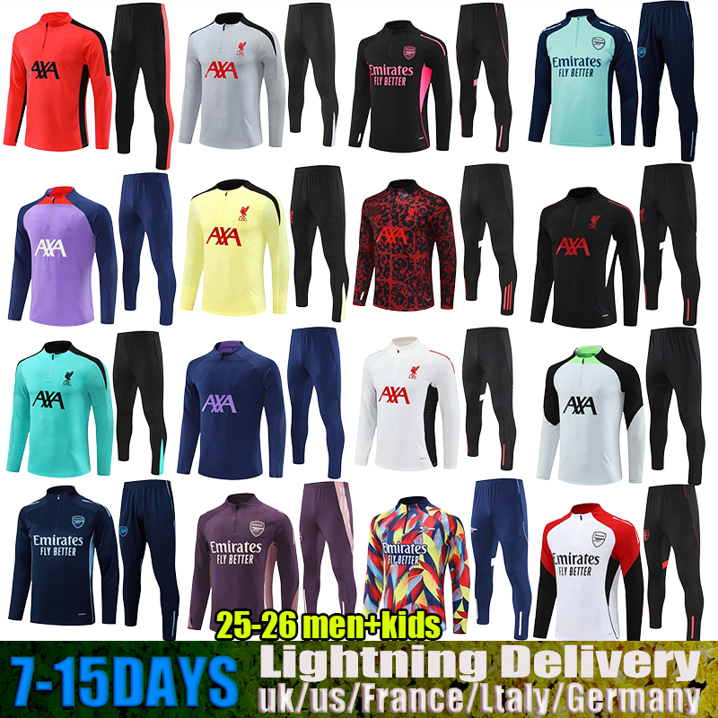 2025 2026 RedsMohamed salah football tracksuit kit 25 26 mens kids half pull training jersey football tracksuit survetement foot chandal soccer tracksuit