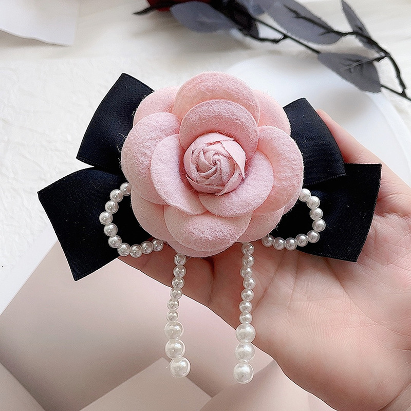 designer brooch new style style camellia brooch bowknot highend feel corsage pin versatile bow tie flower pearl veet for women brooches designer brooc