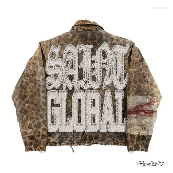 Men's Jackets Streetwear Vintage Leopard Camouflage Jacket Y2k Coats Men Women Hip Hop Letter Patchwork Embroidery Oversized Clothes ddmyLucky