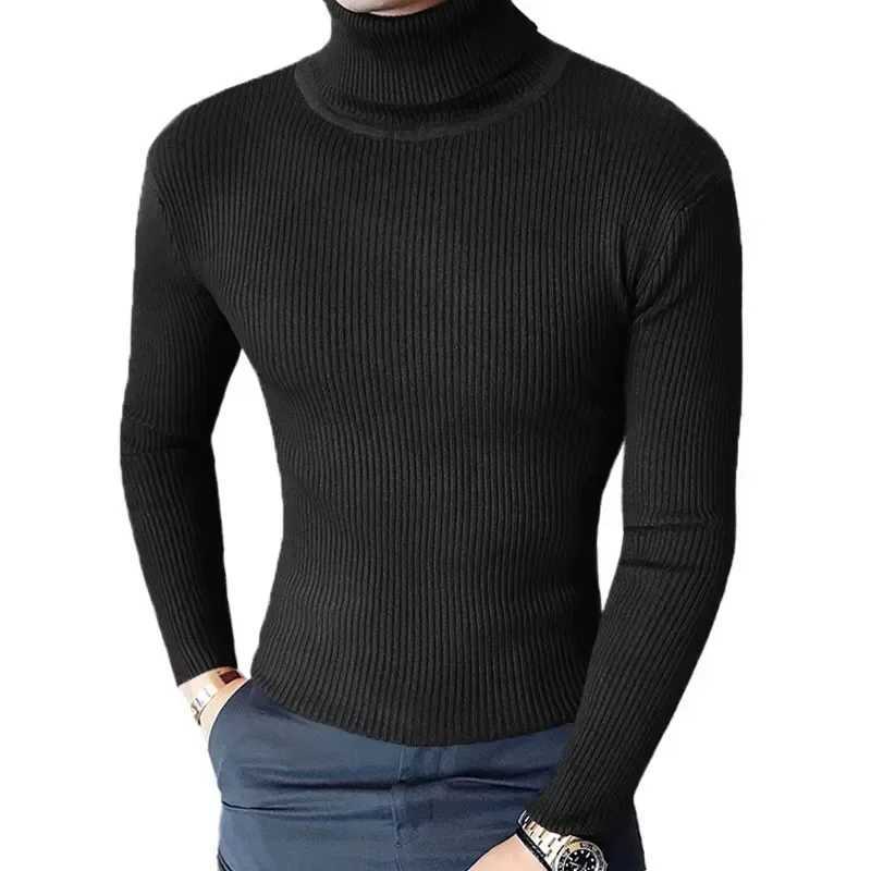 New Mens Turtleneck Sweater Slim Fit Knitted Casual Pullover Lightweight Ribbed Long Sleeve Sweaters Warm Breathable StreetwearZ250918