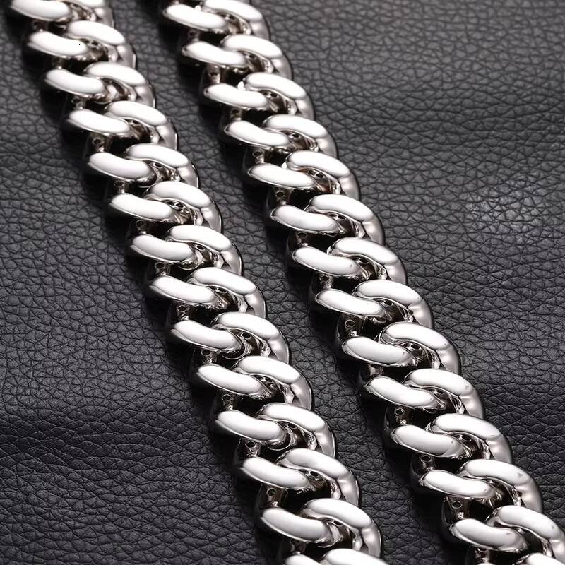 Baguette Diamond 16MM Cuban Link Chain Hip Hop White Gold Plated Miami Cuban Link Necklace Iced Out Chain for Men and Women