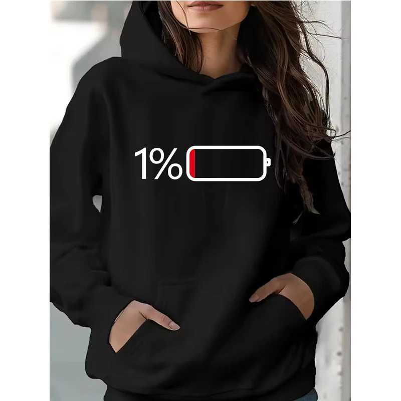 Womens Battery Low Print Long Sleeve Hoodies Autunm Winter Casual Sweatshirt Funny Graphic Y2k Hooded Streetwear Y2k ClothingZ250918