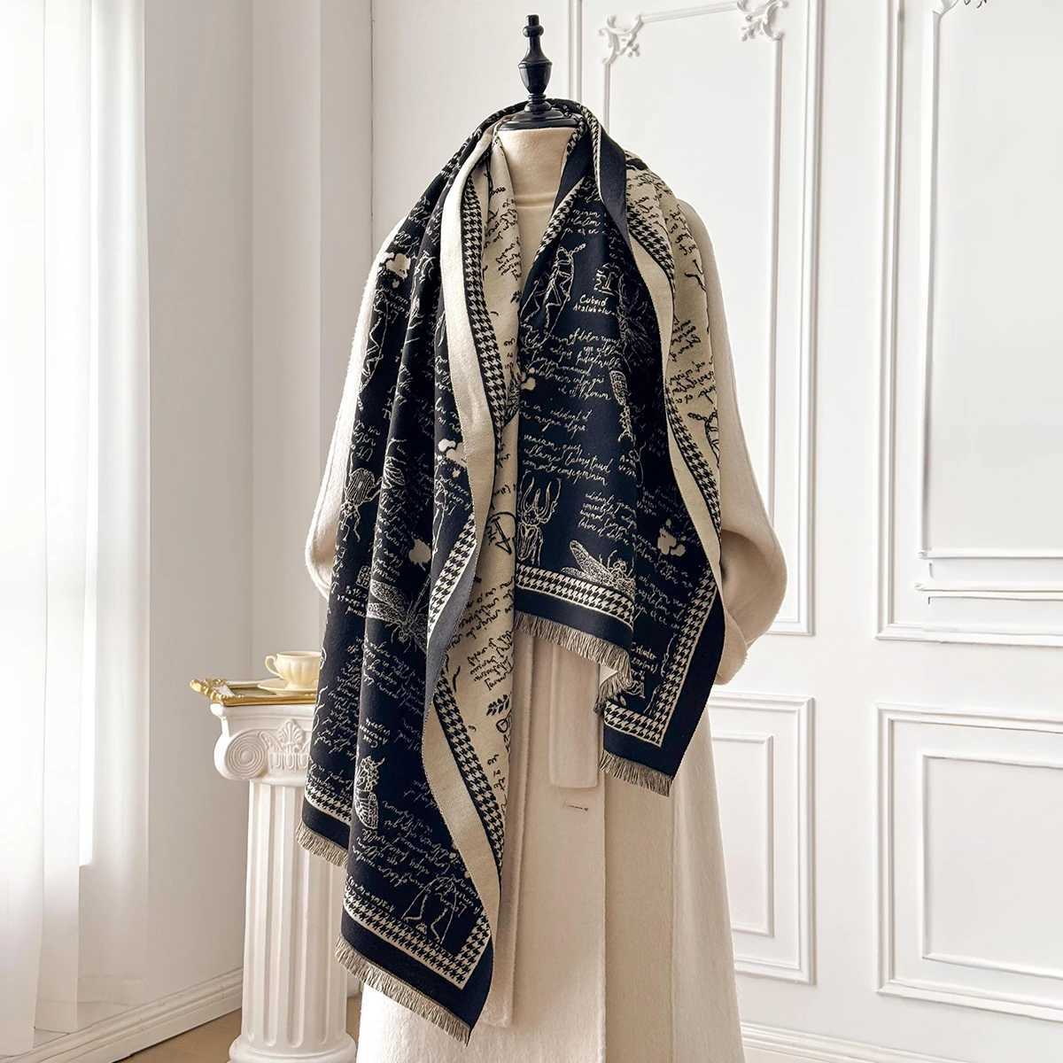 Luxury Winter Cashmere Scarf for Wen Insect Print Warm Shl Thick Blanket Wr Stylish Design Y250918