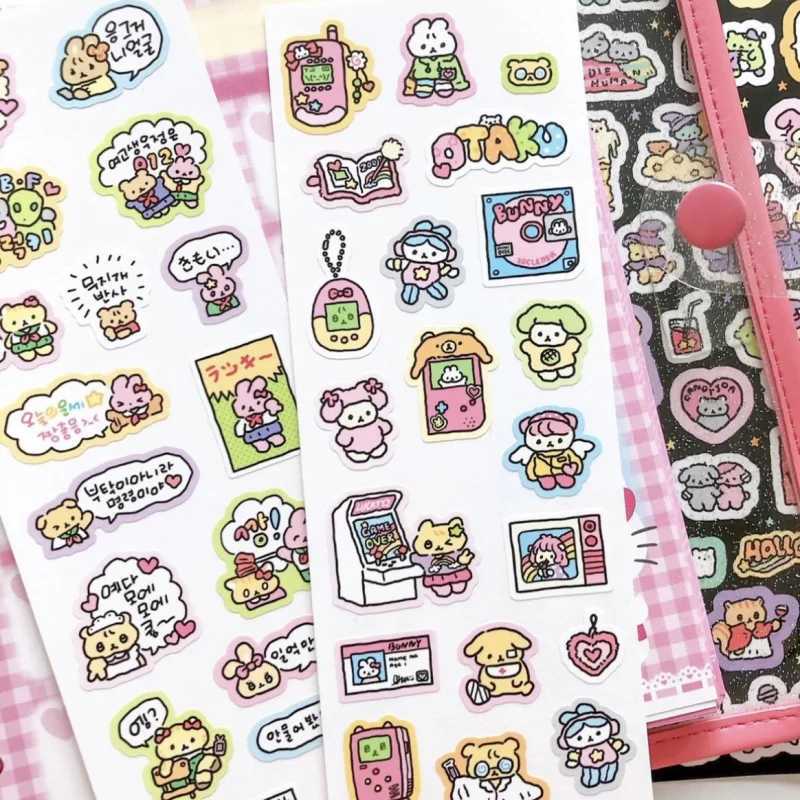 Korean Cartoon Cute Kawaii Graffiti Hand Drawn Rabbit Sticker Hand Account Photo Planner Diary Scrapbook DIY Decorative Stickers C250918