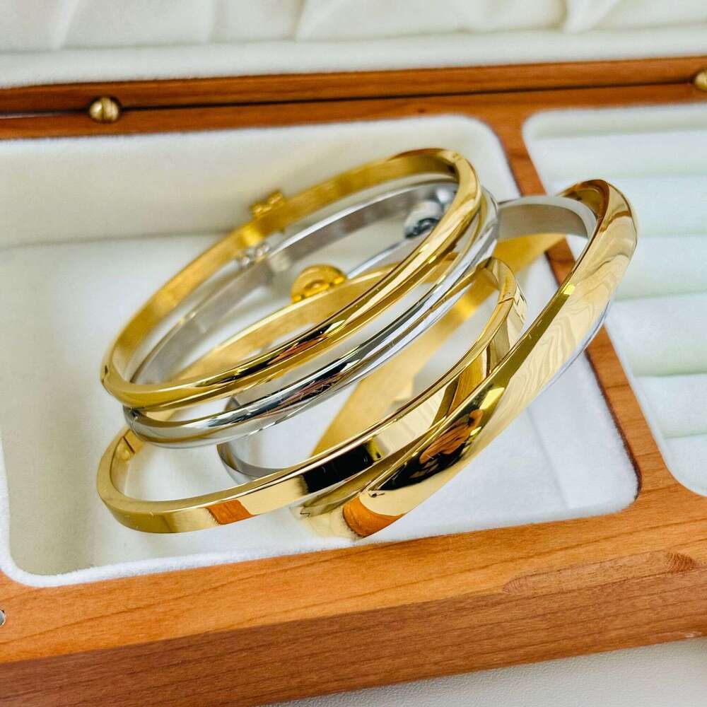 Hot Selling Stainless Steel Water Drop Zircon Round Heart Smooth Clasp Bracelet Waterproof Non-Fading Wristband ddmypluto