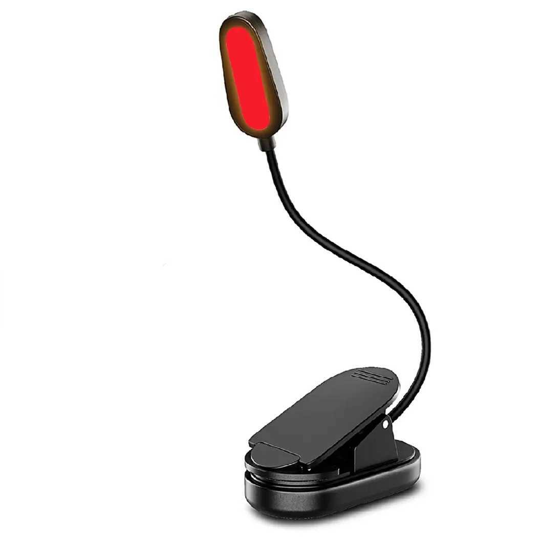 Red 620nm Portable Book Light Clip migraine Friendly NO Blue USB Rechargeable Lamp Read at Bed Stand Nightlight for Reading C250918