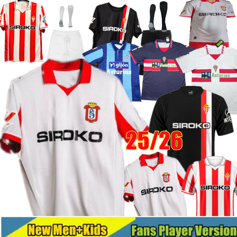 3XL 4XL 25 26 Sporting de Gijon Soccer Jerseys Gelabert COTE CAICEDO DUBASIN ROSAS CAMPOS JUAN VILLAR DYEGO SOUSA J.BERROCAL DJUKA 2025 2026 Football shirt Men Kids