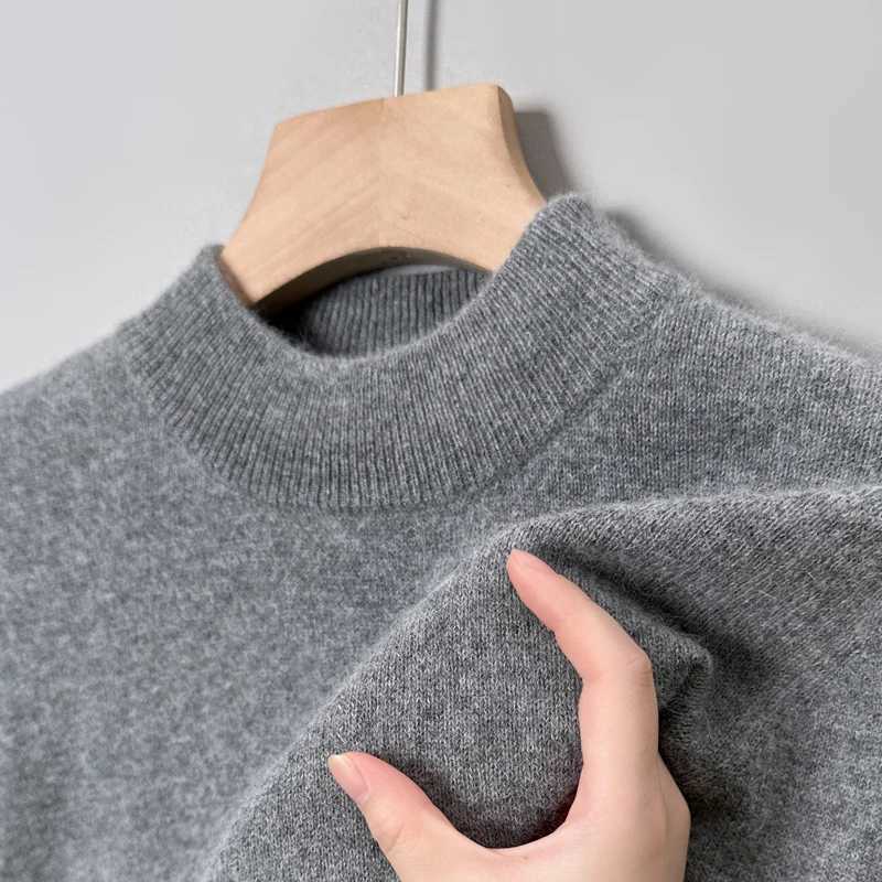 High Quality Mens Semi High Neck Knitwear Autumn Winter New Thickened Skin Friendly Pullover Sweater Casual Commute MenswearZ250918