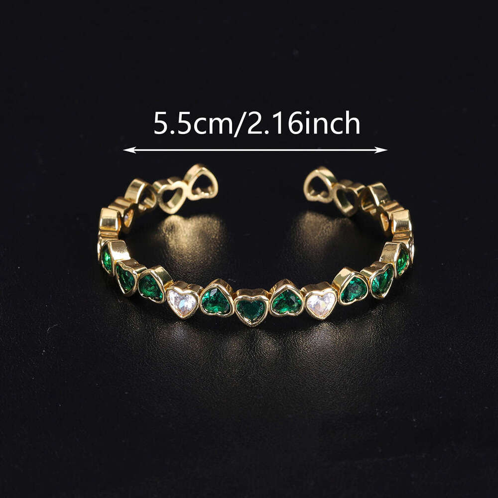 Full Dia Inlaid Zircon Heart-shaped Love Bracelet Women's Shiny Fashion Light High-grade Copper Plated Hand Jewelry ddmypluto