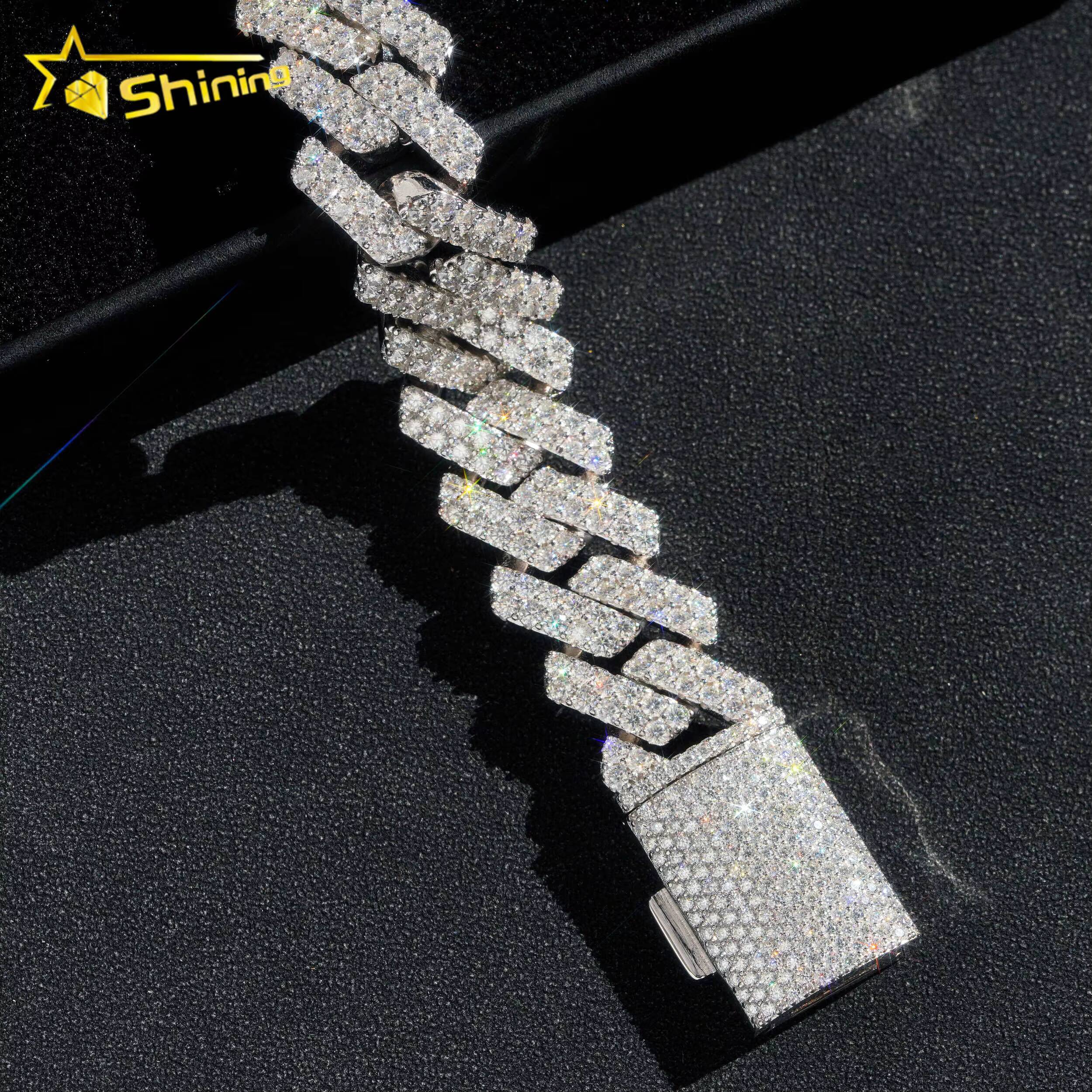 Mens Bracelet Moissanite 925 Sterling Silver Wholesale Price Iced Out Vvs Moissanite Diamond Jewelry Hip Hop Cuban Link Chain