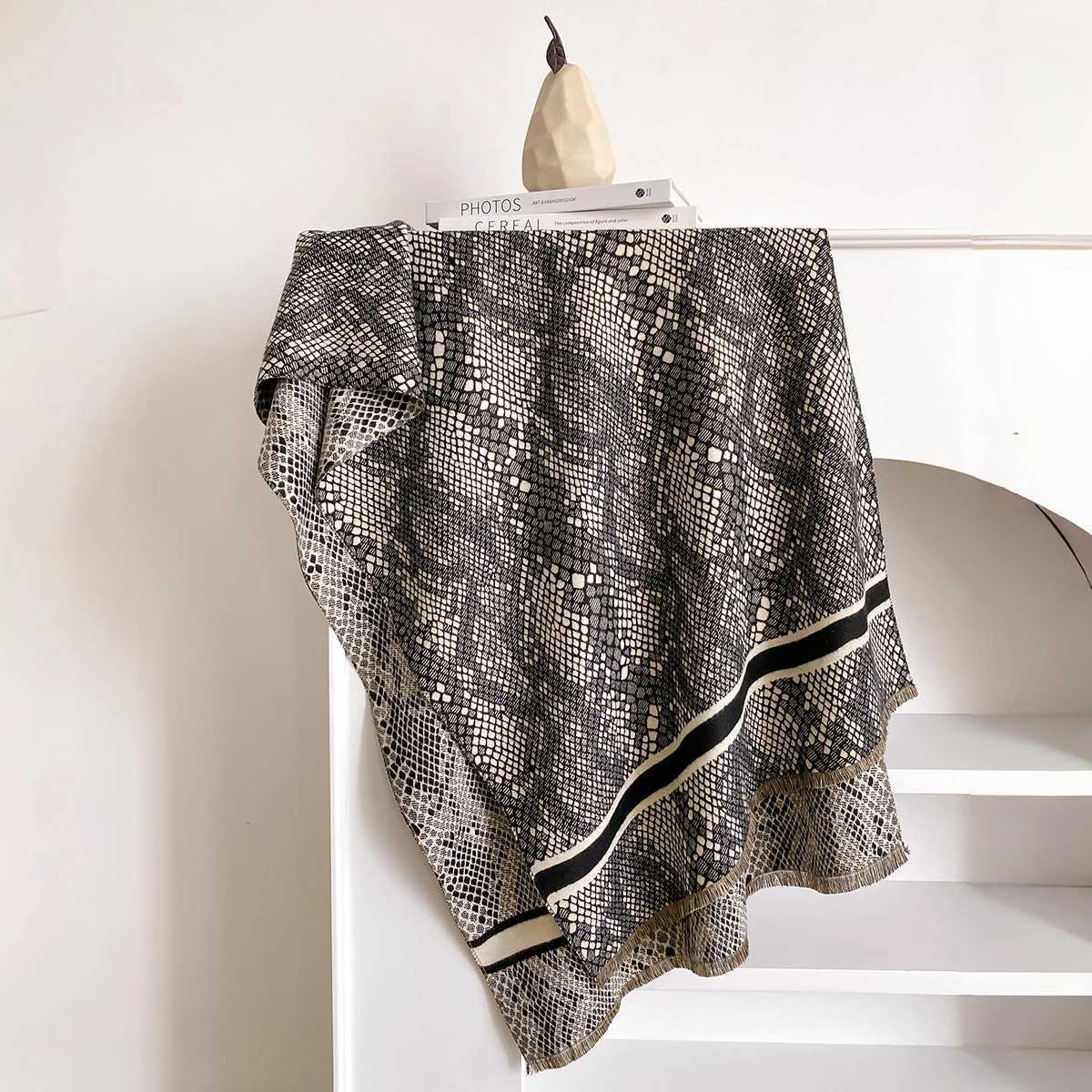Winter Wens Cashmere Leopard Print DoubleSided Scarves Elegance Shl Warm Fem Outdoor Fashion Accory Scraf Y250918