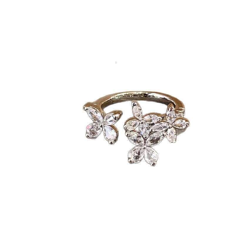 Super Shiny Butterfly Inlaid Diamond Light Luxury Exquisite High-end Open Fashion Fairy Cool Style Versatile Ring