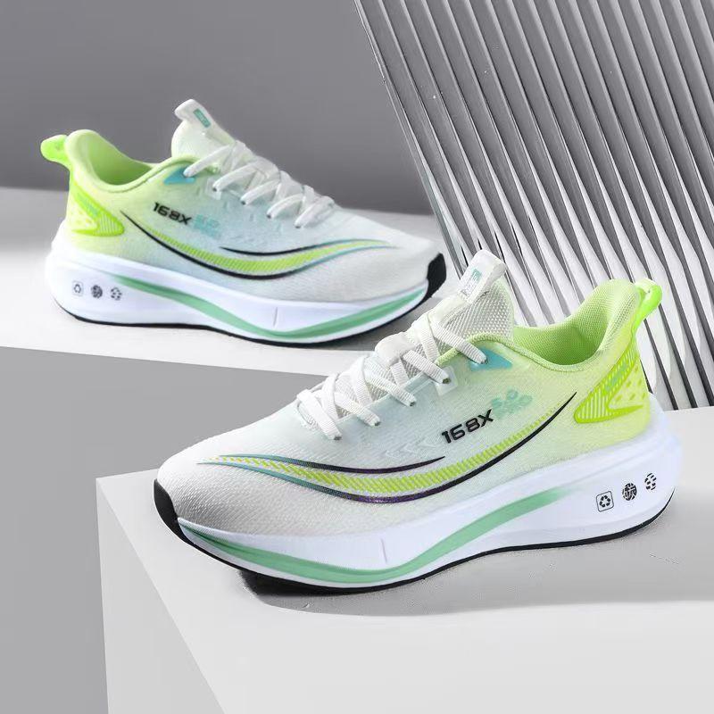 lightweight breathable gradient color running shoes full size sports sneakers with shock absorbing sole trendy quick lace athletic footwear for men