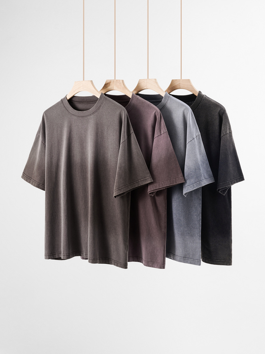 Summer New Arrival Vintage Washed T-Shirt: Unisex 230g Cotton, Loose Fit with Drop Shoulders, Short-Sleeve, Trendy Style-21T