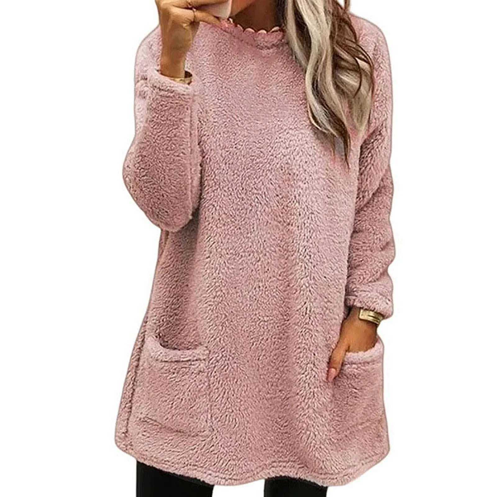 Autumn Winter Casual Women Solid Color Crew Neck Long Sleeve Sweatshirt PulloverZ250918