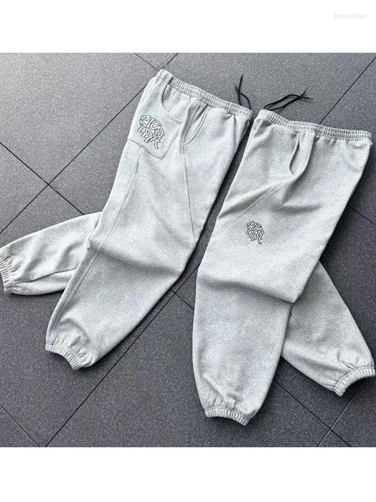 Men's Pants Metra Vintage Gray Sweatpants Baggy Y2k Harajuku Hip Hop Embroidery Joggers Wide Leg Sports Casual Trousers Streetwear