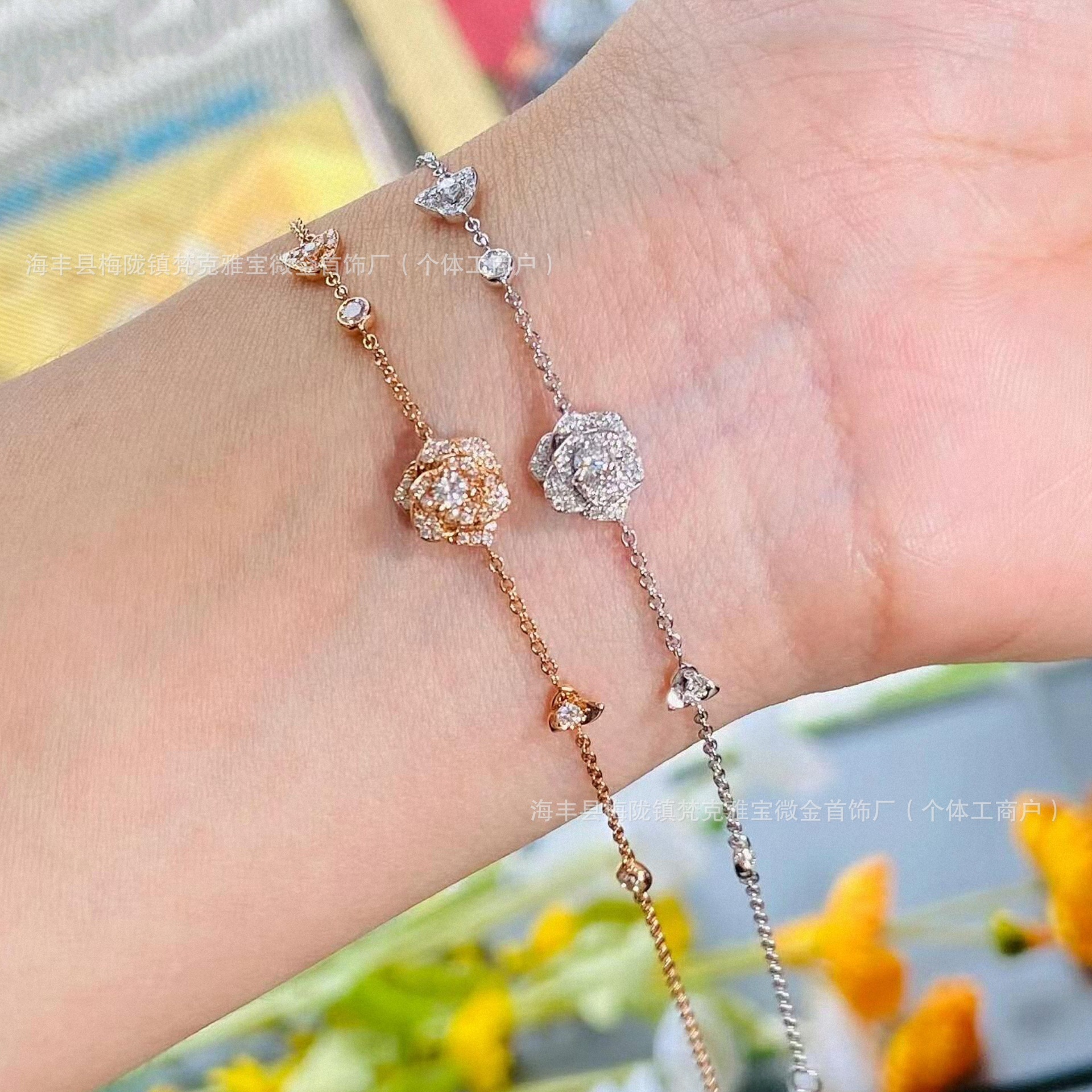 bracelets designer bracelet high version rose flower full dia bracelet female threedimensional camellia hand jewelry v gold small fragrance style cnc 