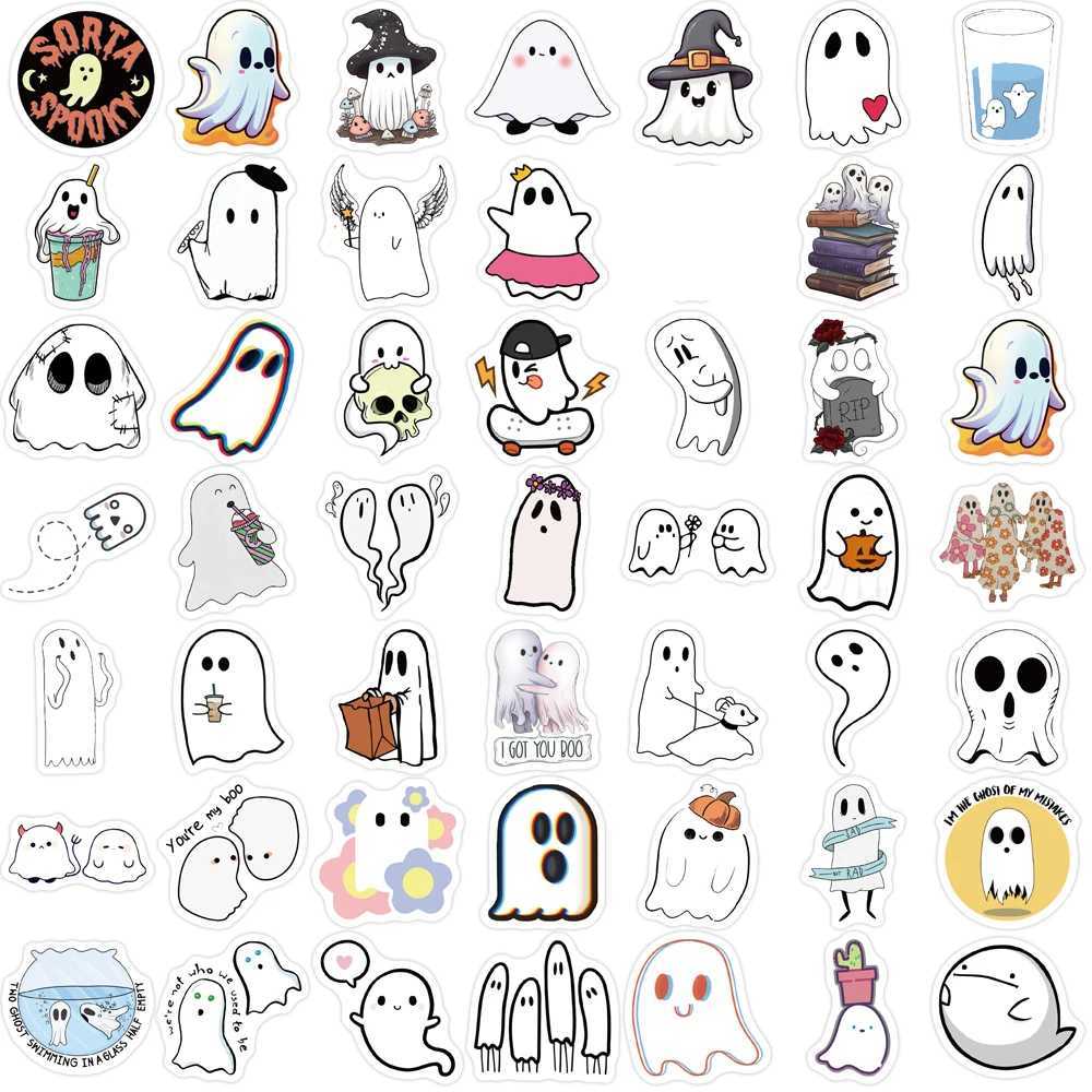 100pcs Funny Cartoon Ghost Stickers For Luggage Guitar Phone Diary Waterproof Graffiti Kids Toy DIY Cute Spooky Laptop Decals C250918