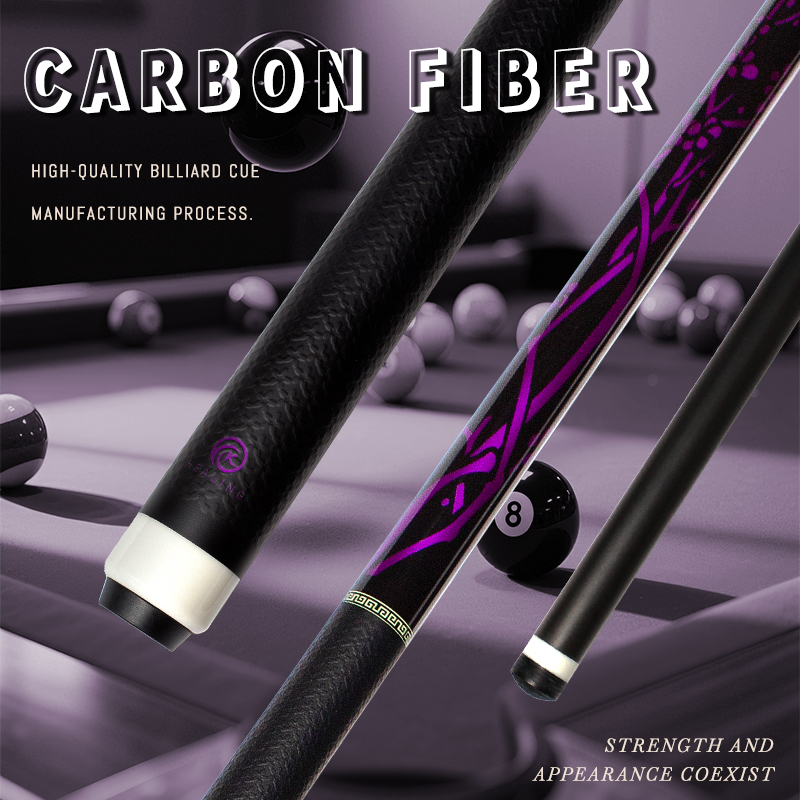 OKHEALING 1/2 Split Carbon Fibre Pool Cue Billiard Cue Stick Tip Diameter 12.9mm Total Length 1474mm/58inch Radial Pin Joint Weight 20Oz Billiard Stic