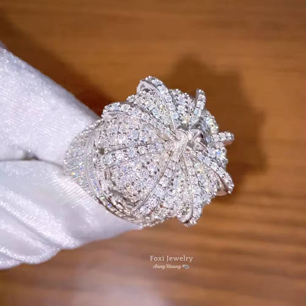 HIP HOP Mossanite Custom Jewelry MenS Luxury 925 Silver 18Kt Gold Plated Vvs Moissanite Diamond Crown Design Ring